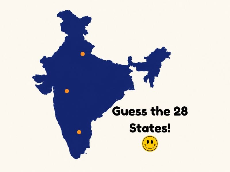 Indian states and capitals quiz icon with map of India and location pin
